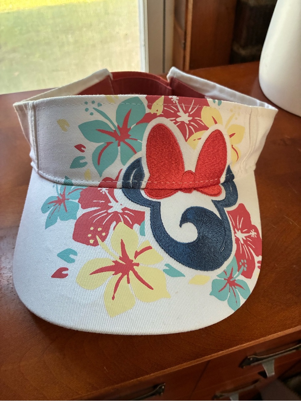 Disney Floral Minnie Visor - White with Pink, Teal & Yellow Women’s one size